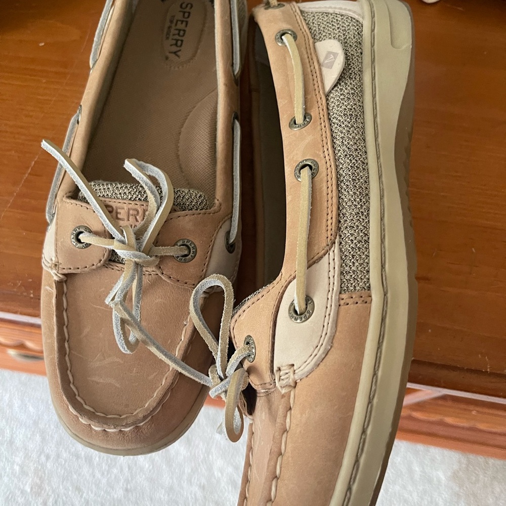 COPY - Women’s SPERRY Angelfish Tan Linen Oat sz 9.5 no box 📦 tried on fast shi… - Picture 6 of 6